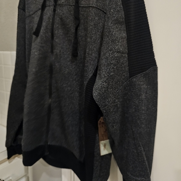 NWT Hudson & Barrow Men's Zippered Drawstring Hoodie in Black/Gray 2X - Picture 7 of 10